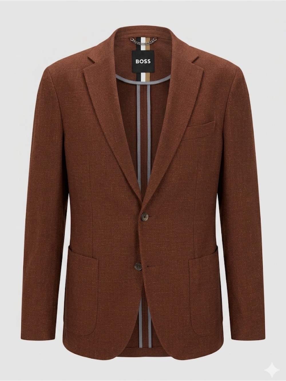 BOSS Men's Terracota hopsack  Two-Button Sport Coat